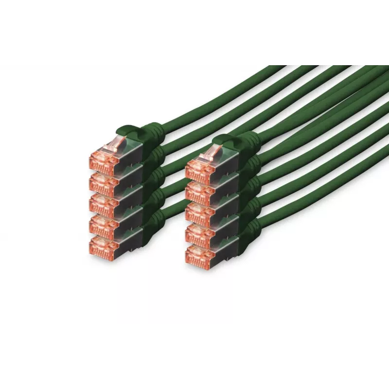 DIGITUS Patch kabel - CAT6 - S/FTP - Snagless - Cu - 5m - zielony - 10pk