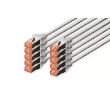 DIGITUS Kabel krosowy - CAT6 - S/FTP - Snagless - 50cm - szary - 10 szt.