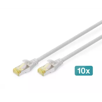 Kabel krosowy DIGITUS - CAT6a - S/FTP - Snagless - Cu - 0,25 m - szary - 10 szt. w opakowaniu
