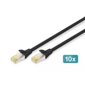 DIGITUS Patch kabel - CAT6a - S/FTP - Snagless - Cu - 0.5m - Czarny - 10pk