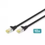 DIGITUS Patch kabel - CAT6a - S/FTP - Snagless - 3m - Czarny - 10pk