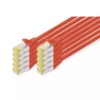 Kabel krosowy DIGITUS - CAT6a - S/FTP - bezzaczepowy - 3 m - czerwony - 10 szt.