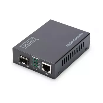 DIGITUS Konwerter mediów, SFP 10/100/1000Base-T do gniazda SFP, w zestawie zasilacz, bez modułu SFP