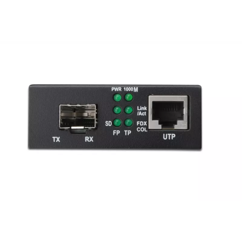 DIGITUS Konwerter mediów, SFP 10/100/1000Base-T do gniazda SFP, w zestawie zasilacz, bez modułu SFP