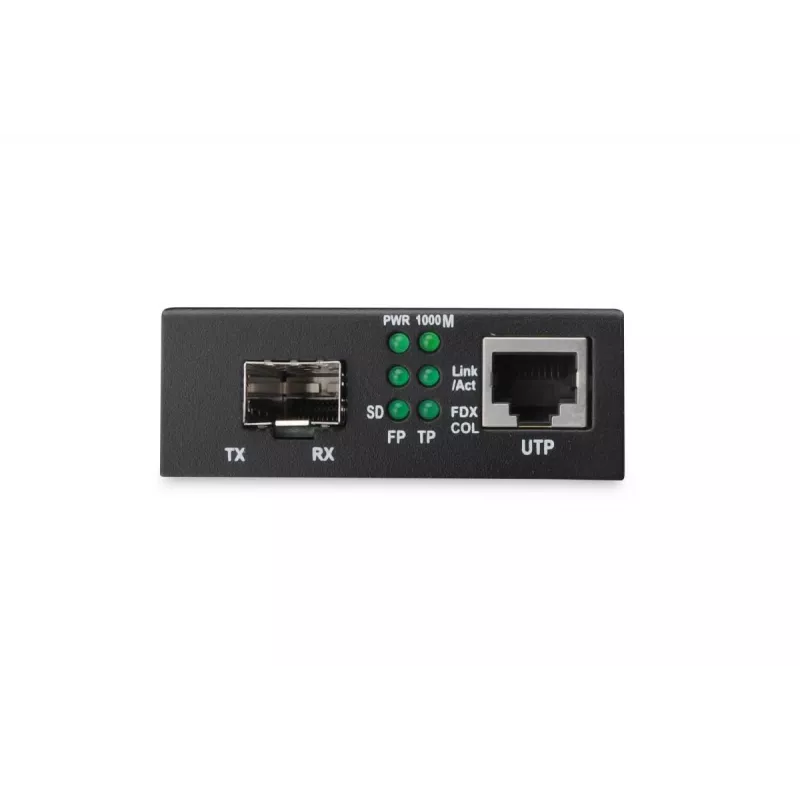 DIGITUS Konwerter mediów, SFP 10/100/1000Base-T do gniazda SFP, w zestawie zasilacz, bez modułu SFP