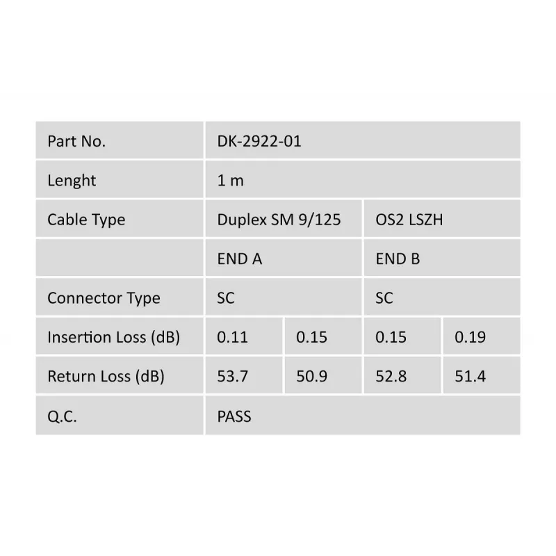 DIGITUS Fiber Optic Patch Cord, SC to SC OS2, Singlemode 09/125 µ, Duplex, Length 1m