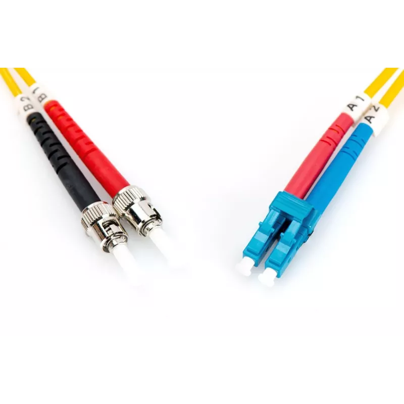 DIGITUS Fiber Optic Patch Cord, LC do ST OS2, Singlemode 09/125 µ, Duplex, Długość 3m