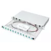 DIGITUS Fiber Optic Sliding Splice Box, 1U, wyposażona 12x LC duplex, zawiera śrubę M 25, kaseta spawów OM3 kolorowe pigtaile, adapter