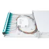 DIGITUS Fiber Optic Sliding Splice Box, 1U, wyposażona 12x LC duplex, zawiera śrubę M 25, kaseta spawów OM3 kolorowe pigtaile, adapter