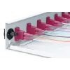 Światłowodowy panel połączeniowy wysuwany DIGITUS, 1U, wyposażony 12x LC duplex, w zestawie śruba M 25, kaseta splicerska, kolorowe pigtaile OM4, adapter