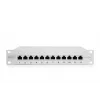 Panel krosowy DIGITUS CAT6A, ekranowany, 12 portów z polem etykiet, 1U, montaż w szafie 10 inch, szary RAL 7035