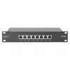 Panel krosowy DIGITUS CAT6A ekranowany, 8-portowy 1U, montaż w szafie 10 inch, czarny RAL 9005