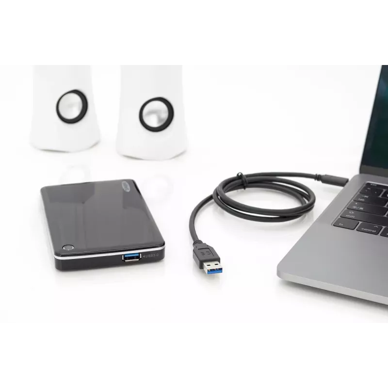 Kabel połączeniowy DIGITUS ASSMANN USB Type-C, Typ C na A M/M, 1m w pełni funkcjonalny, Gen2, 3A, 10GB, wersja 3.1, CE, czarny