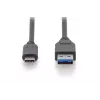 Kabel połączeniowy DIGITUS ASSMANN USB Type-C, Typ C na A M/M, 1m w pełni funkcjonalny, Gen2, 3A, 10GB, wersja 3.1, CE, czarny