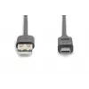 DIGITUS ASSMANN Przewód połączeniowy USB Type-C, typ C do A M/M, 3m, 3A, 480MB, wersja 2.0, czarny