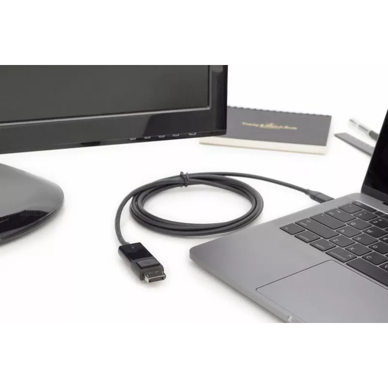 adapter kablowy DIGITUS USB Type-C, Type-C na DP M/M, 2m 4K/60Hz, 32,4 GB, CE, czarny