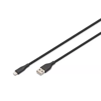 Kabel silikonowy DIGITUS USB-A - Lightning USB 2.0 12 W - 1 m czarny