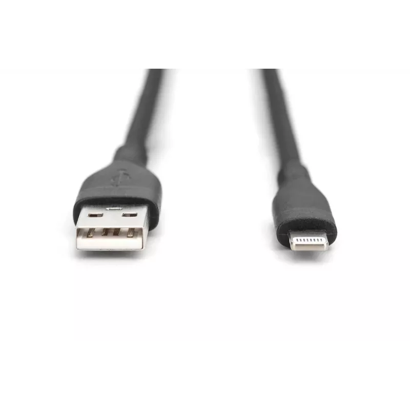 Kabel silikonowy DIGITUS USB-A - Lightning USB 2.0 12 W - 1 m czarny