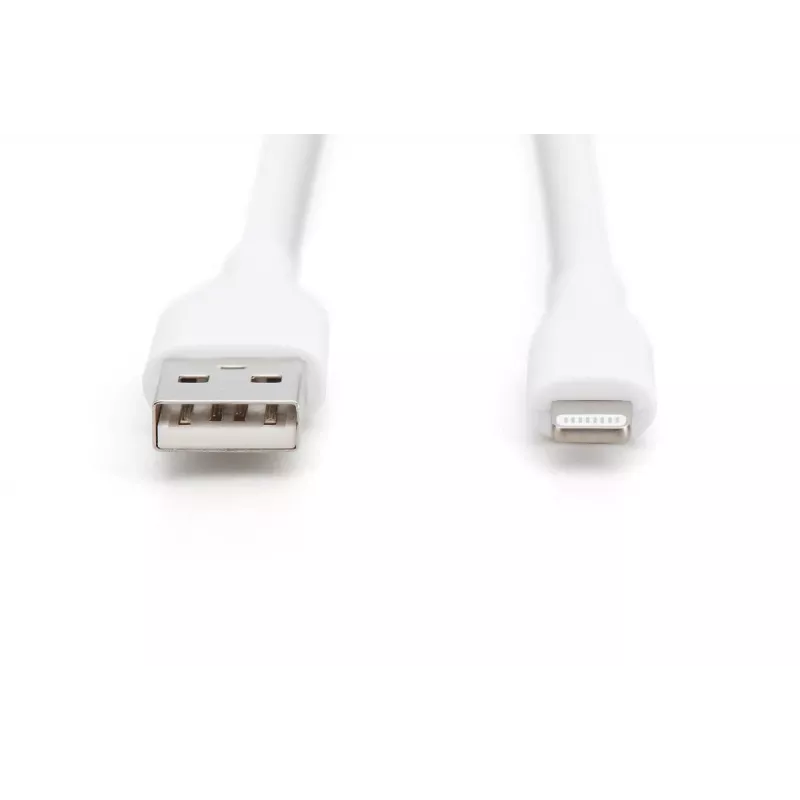 DIGITUS Silikonowy kabel ładujący USB-A - Lightning USB 2.0 12W - 1m biały