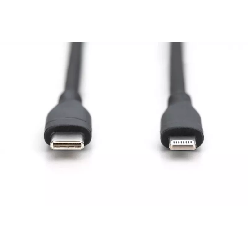 Kabel ładujący USB silikonowy DIGITUS USB-C - Lightning USB 2.0 60 W - 2 m czarny