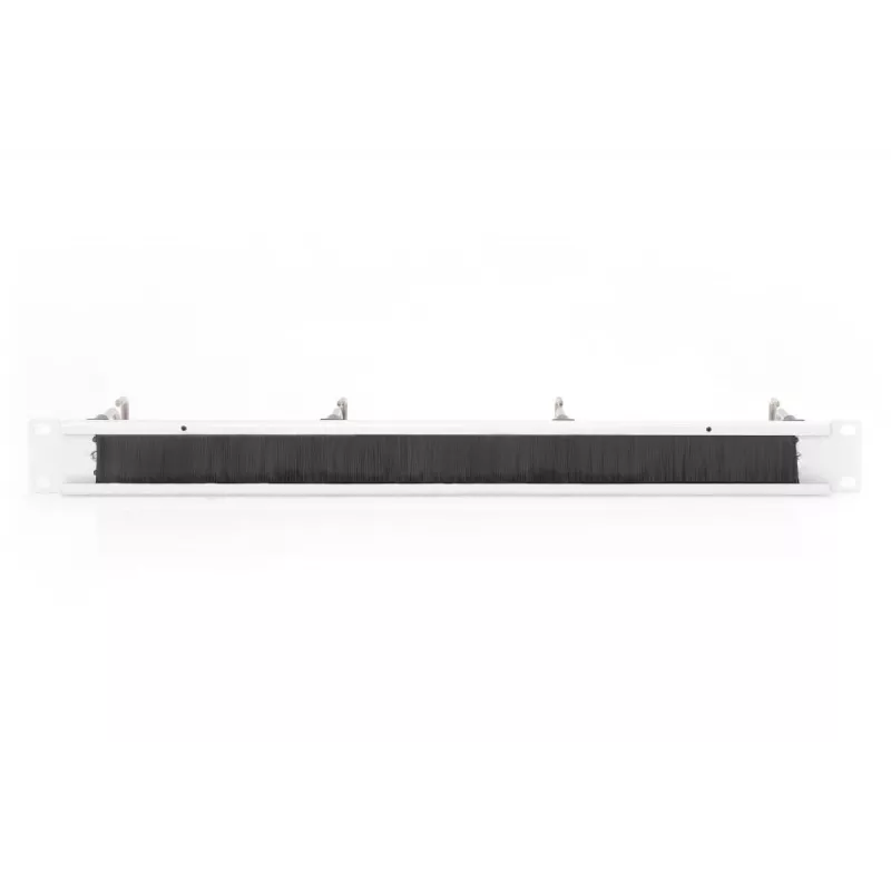 DIGITUS 1U kabel management panel with brush 4x steel rings 40x75 mm, szary (RAL 7035)