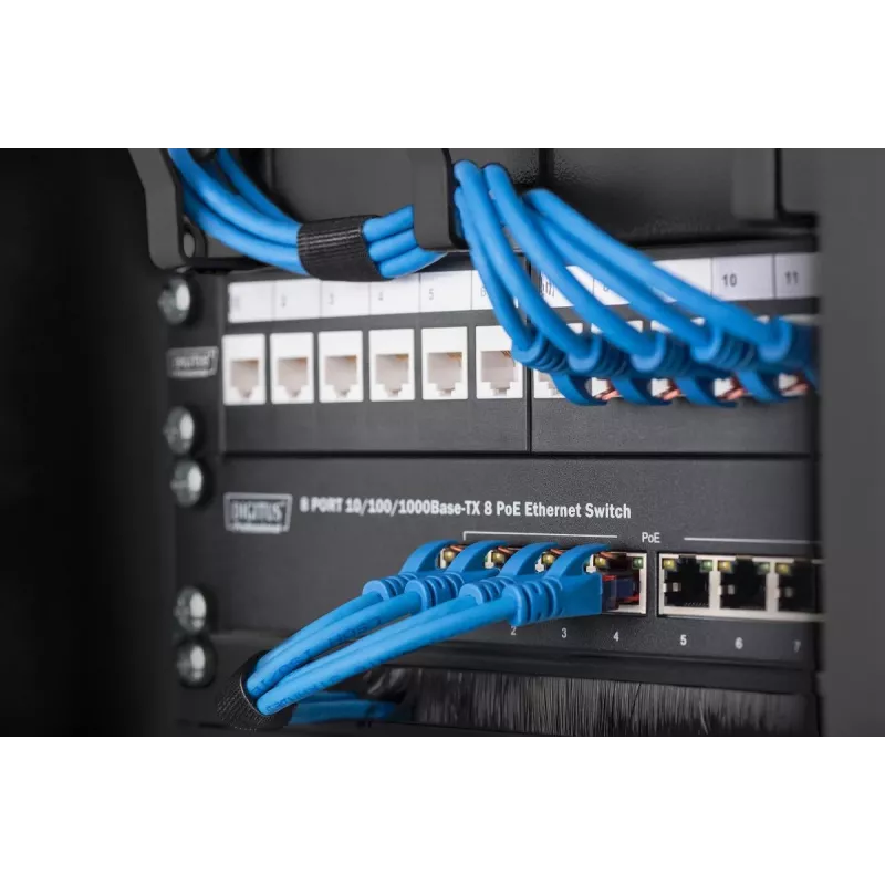DIGITUS 10in panel do zarządzania kablami 0,5U szczotka kablowa 22x254x12mm czarny