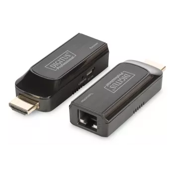 Zestaw przedłużacza Mini HDMI DIGITUS, Full HD 50m CAT6/6A/7, zasilany przez kabel Micro USB, czarny
