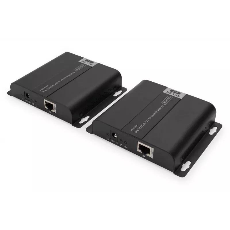 Zestaw przedłużacza DIGITUS 4K HDMI przez IP/CAT 5, 6 (120 m) z pełnym zasilaniem PoE, UHD 4K/30 Hz