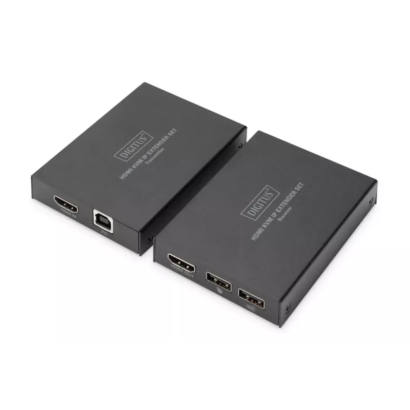 Zestaw przedłużacza AV i odbiornika, Digitus, HDMI KVM IP Extender Set, 1920 x 1200 piksele, 150 m