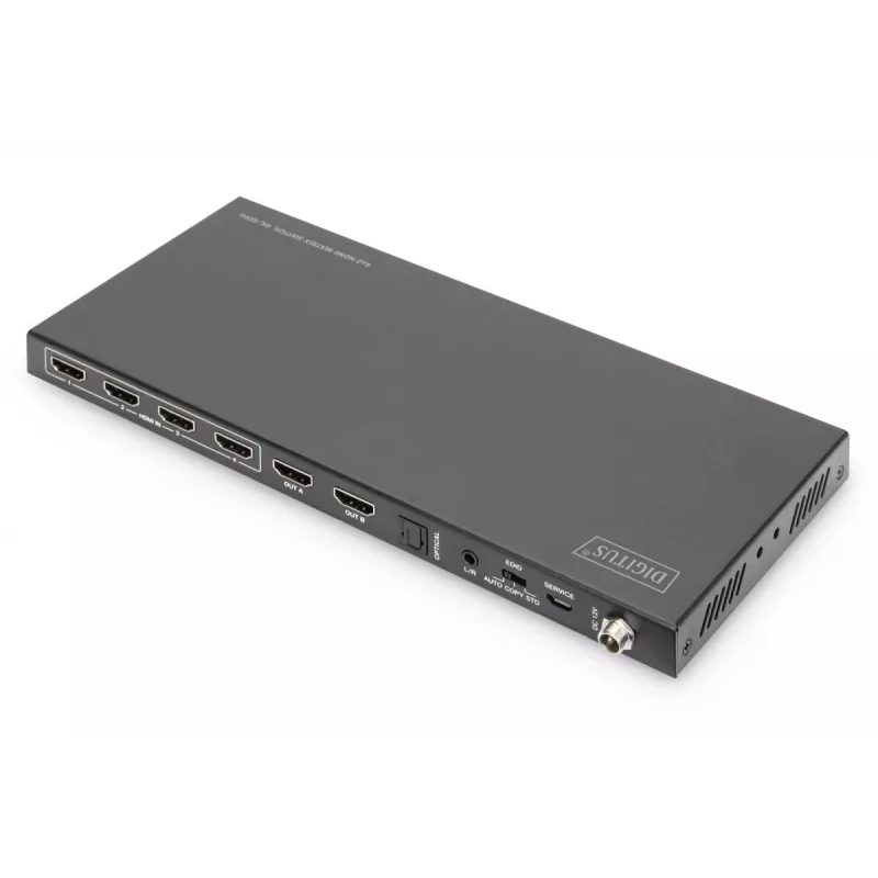 DIGITUS 4x 2 HDMI Matrix Switch 4K/60Hz Scaler EDIDARC HDCP 2.2 18 Gbps
