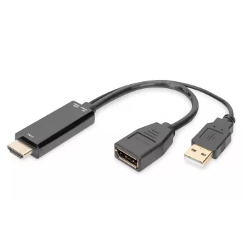 Adapter Digitus 4K HDMI na DisplayPort 0,2 m HDMI typu A USB