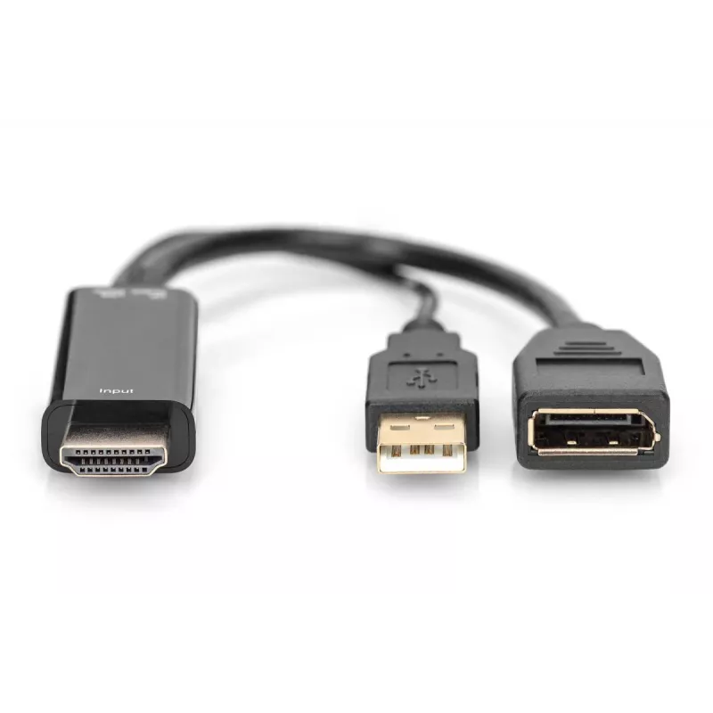 Adapter Digitus 4K HDMI na DisplayPort 0,2 m HDMI typu A USB