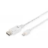 Kabel połączeniowy DIGITUS DisplayPort, mini DP - DP M/M, 2m z blokadą, zgodny z DP 1.1a, biały