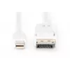 Kabel połączeniowy DIGITUS DisplayPort, mini DP - DP M/M, 2m z blokadą, zgodny z DP 1.1a, biały