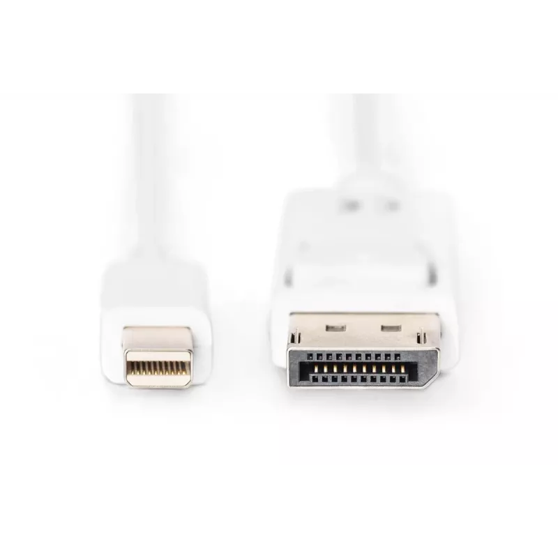 Kabel połączeniowy DIGITUS DisplayPort, mini DP - DP M/M, 2m z blokadą, zgodny z DP 1.1a, biały