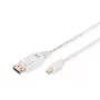 Przewód połączeniowy DisplayPort DIGITUS, mini DP - DP M/M, 3m z blokadą, zgodny z DP 1.1a, biały
