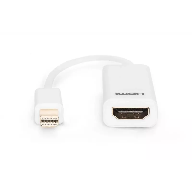 adapter kablowya DIGITUS ASSMANN DisplayPort, mini DP - HDMI typ A M/F, 15 cm, zgodny z DP 1.1a, CE, biały