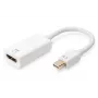 Kabel przejściowy DIGITUS ASSMANN DisplayPort, mini DP - HDMI typ A M/Ż, 20 cm, HDMI wer. 2.0, aktywny, CE, złoty, biały