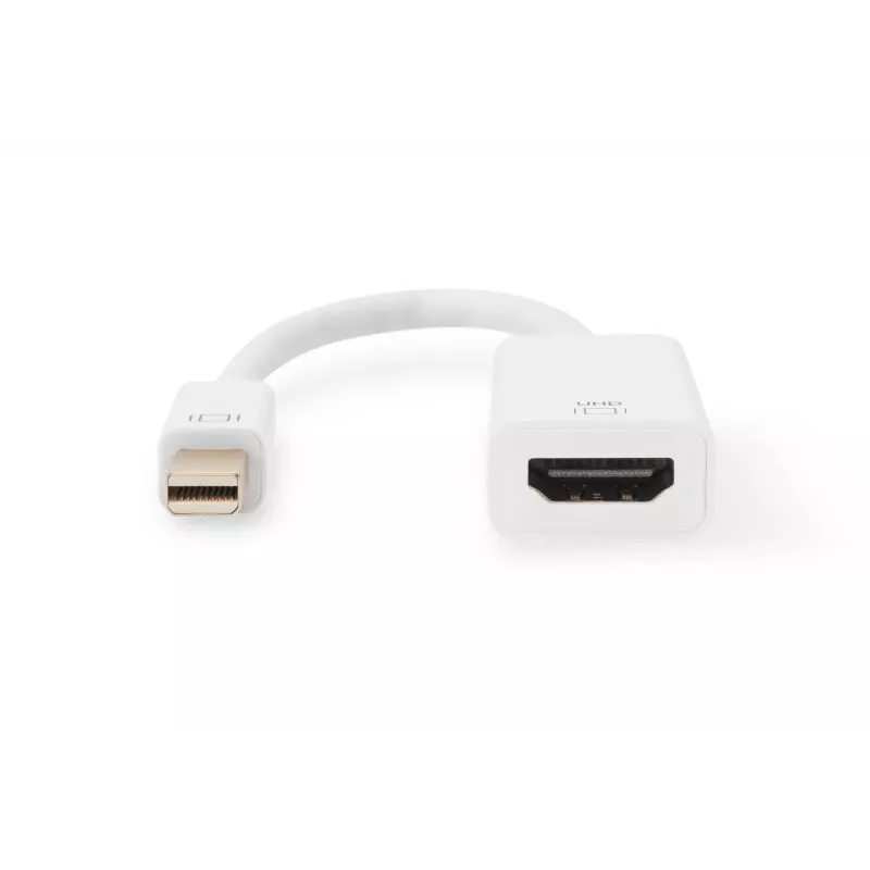 Kabel przejściowy DIGITUS ASSMANN DisplayPort, mini DP - HDMI typ A M/Ż, 20 cm, HDMI wer. 2.0, aktywny, CE, złoty, biały