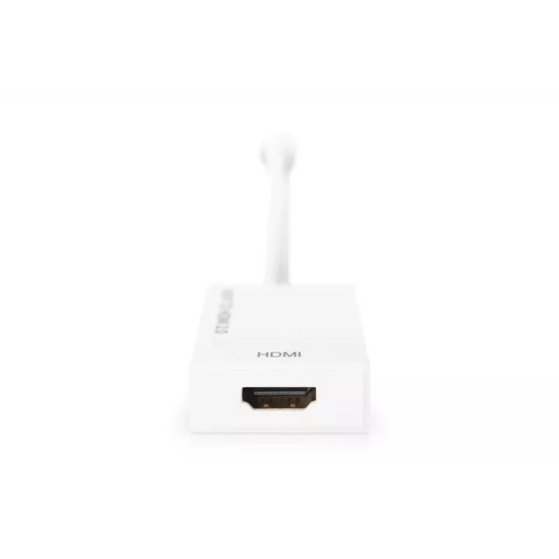 Kabel przejściowy DIGITUS ASSMANN DisplayPort, mini DP - HDMI typ A M/Ż, 20 cm, HDMI wer. 2.0, aktywny, CE, złoty, biały