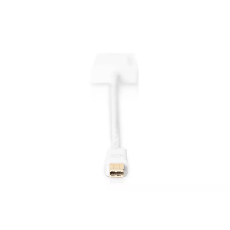Kabel przejściowy DIGITUS ASSMANN DisplayPort, mini DP - HDMI typ A M/Ż, 20 cm, HDMI wer. 2.0, aktywny, CE, złoty, biały