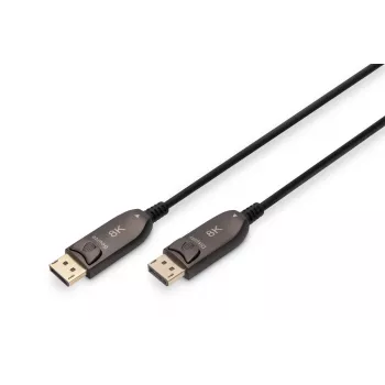 DIGITUS DisplayPort AOC hybrydowy kabel światłowodowy M/M UHD 8K@60Hz, CE, czarny 10m