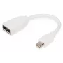 Przewód adaptera DisplayPort DIGITUS, mini DP - DP M/F, 0,15m, zgodny z DP 1.2, biały