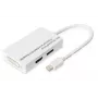 Adapter DIGITUS MiniDP na DP HDMI+DVI 20cm DP 1.1a kompatybilny biały