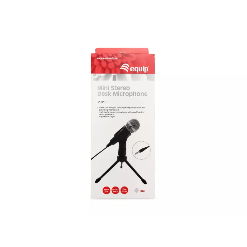 Equip Mini Mikrofon Biurkowy, Mikrofon stołowy, -30 dB, 30 - 16000 Hz, 2200 Ω, Przewodowy, 3.5 mm (1/8 inch)