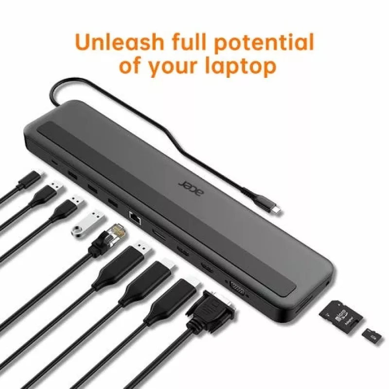 Acer 13-in-1 Type-C Minidock Wired USB 3.2 Gen 1 Czarny