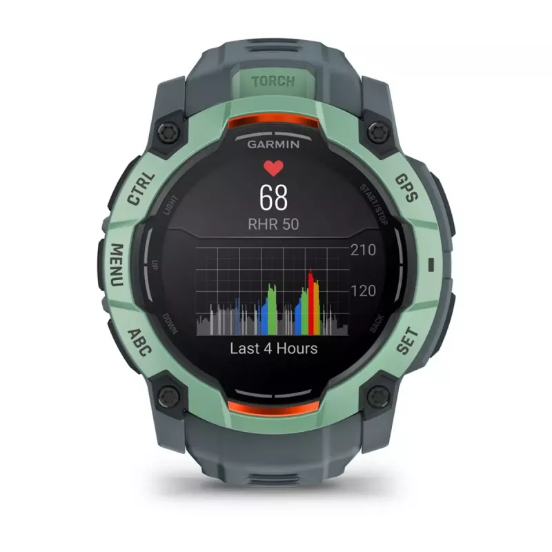 Smartwatch GARMIN Instinct 3 AMOLED — koperta 50 mm, AMOLED 1,3 cala, GPS/GLONASS/Galileo, 10 ATM, bateria 24 dni