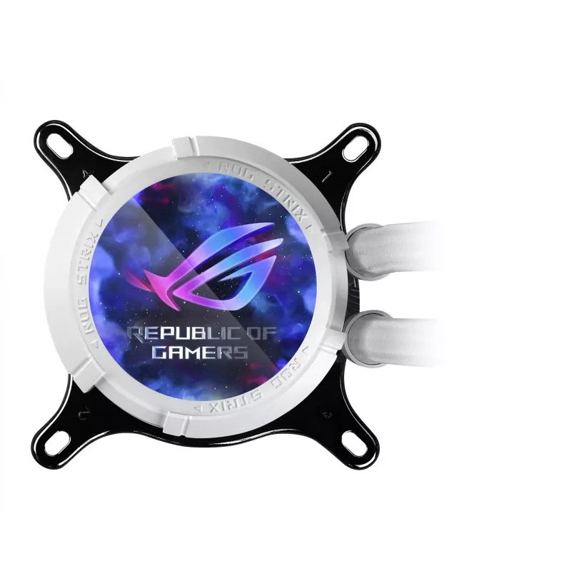 Chłodzenie cieczą typu All-in-one ASUS ROG Strix LC III 360 ARGB biały Edition — radiator 360 mm, 3 wentylatory 120 mm, blok wodny LCD, PWM