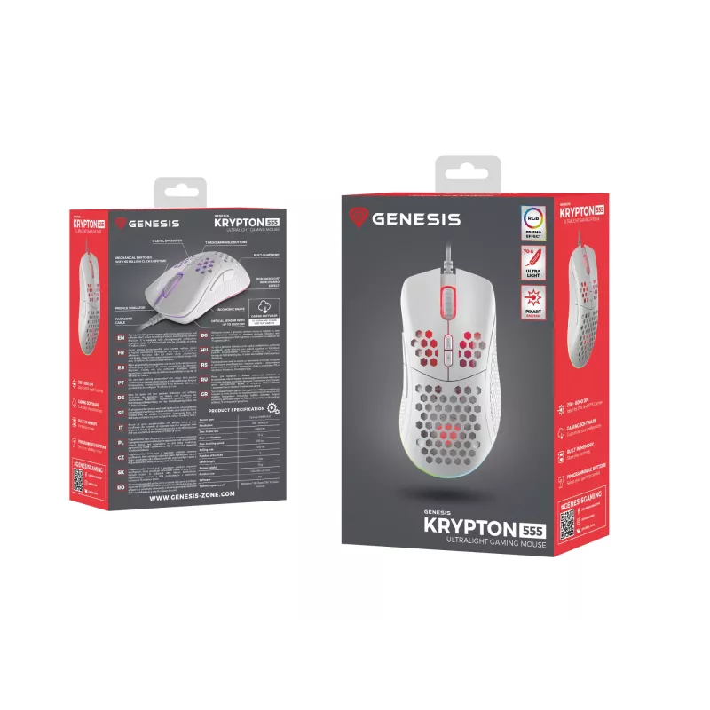 Mysz GENESIS Krypton 555 dla graczy Praworęczna USB Typ-A Optyczna 8000 DPI