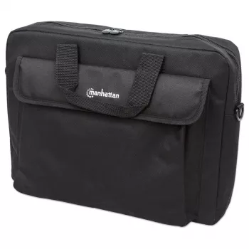 Torba na laptopa Manhattan London 15,6 cala, ładowana od góry, czarna, NISKI KOSZT, kieszeń na akcesoria, pasek na ramię (odpinany), tańsza alternatywa dla Targus TAR300, etui na notebook, trzyletnia gwarancja